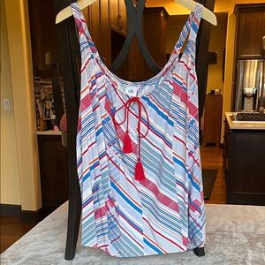 CAbi Red and Blue Striped Tank Top